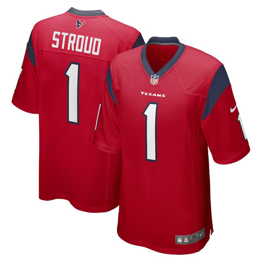 Men Houston Texans #1 CJ Stroud Nike Red 2023 NFL Draft First Round Pick Alternate Game Jersey